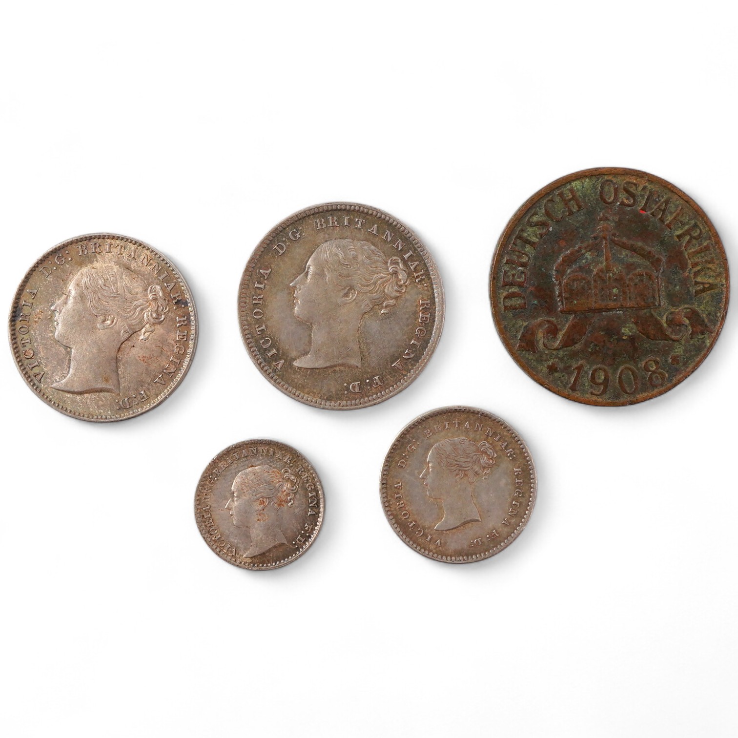British silver coins, Victoria, maundy set 1d - 4d, 1866.
